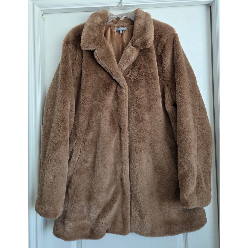 Wit & Wisdom Brown Plush Faux Fur Teddy Coat Women's Sz XL Warm Outerwear - Picture 3 of 9